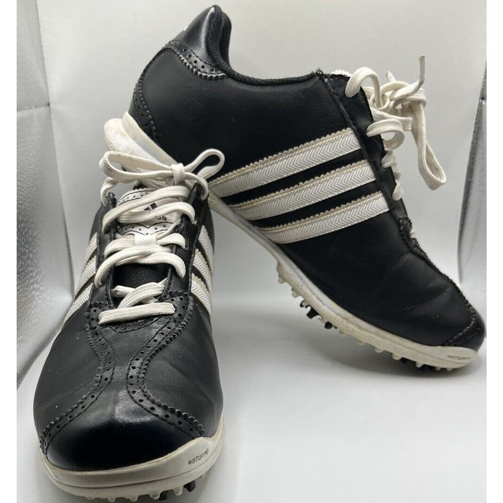 Adidas TRAXION Golf Shoes Women's Size 7 White & Black Waterproof Soft Spikes